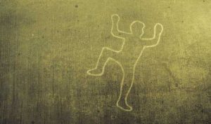 outline of body at a crime scene