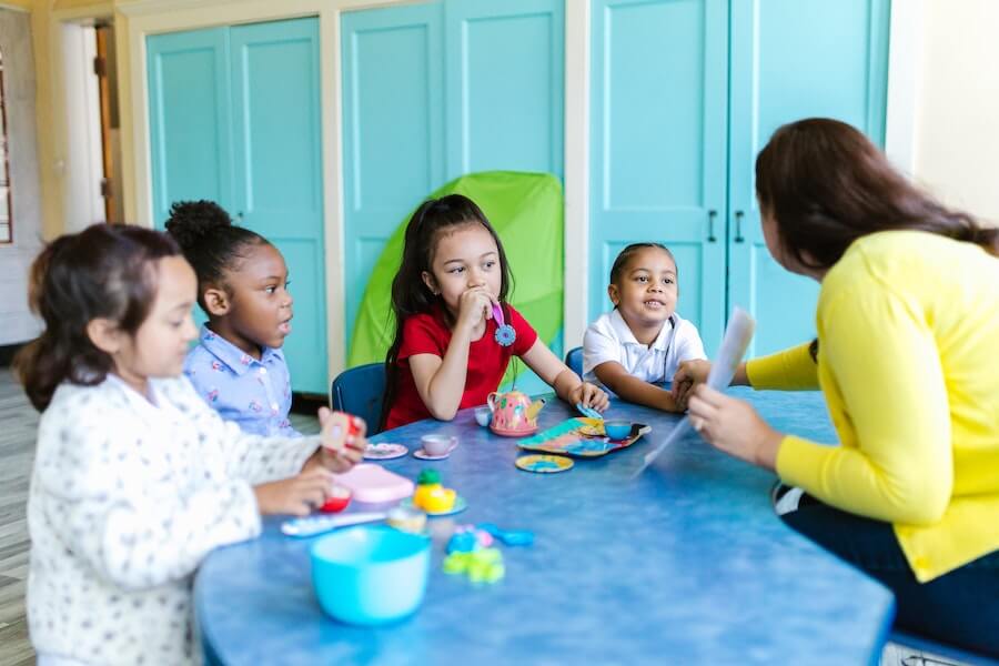 children with a childminder or nursery teacher