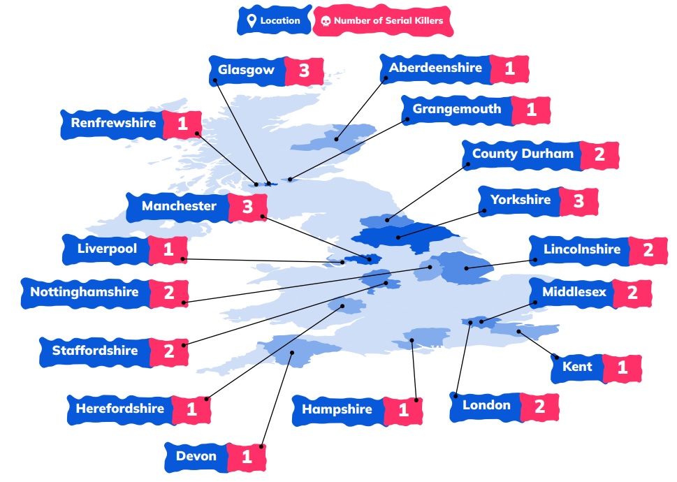 UK serial killers map