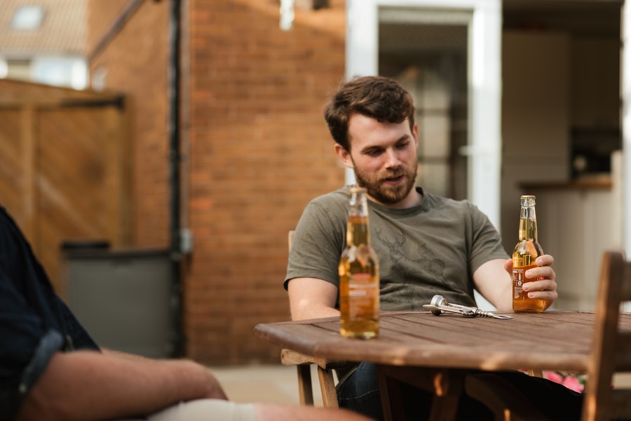 Man drinking in a pub