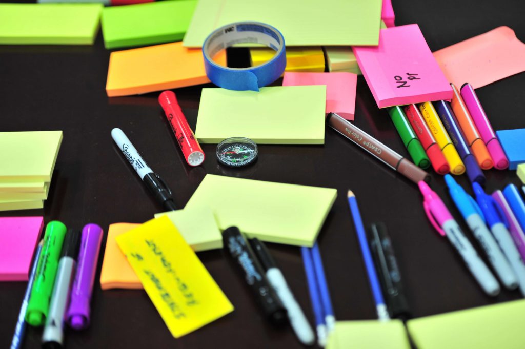highlighters and post it notes