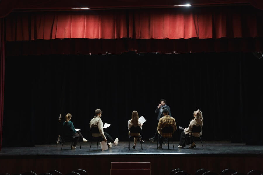 drama students studying one of the easiest a levels on a stage