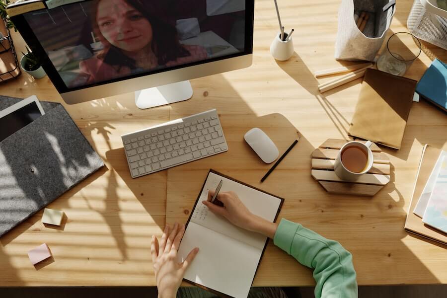 students revising together over a video call