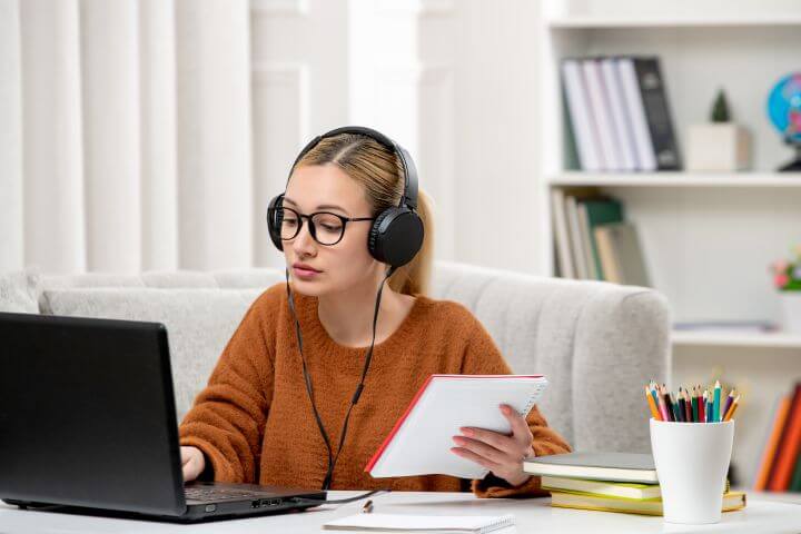 student studying online